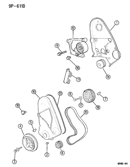 1995 Dodge Neon Timing Belt & Cover Diagram