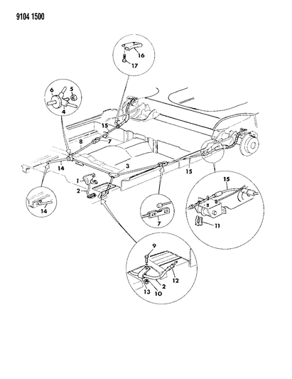 1989 Chrysler TC Maserati Cable, Parking Brake Diagram