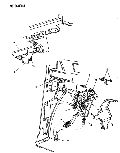 1990 Chrysler Town & Country Lever - Parking Brake Diagram