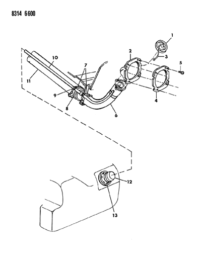 1989 Dodge Ramcharger Fuel Tank Filler Tube Diagram 2