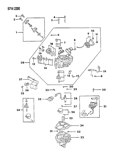 1989 Dodge Raider Carburetor Inner Parts Diagram