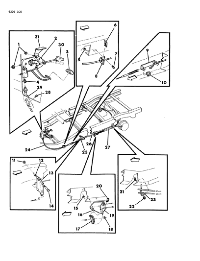 1984 Dodge Ramcharger Lever & Cables, Parking Brake Diagram 2