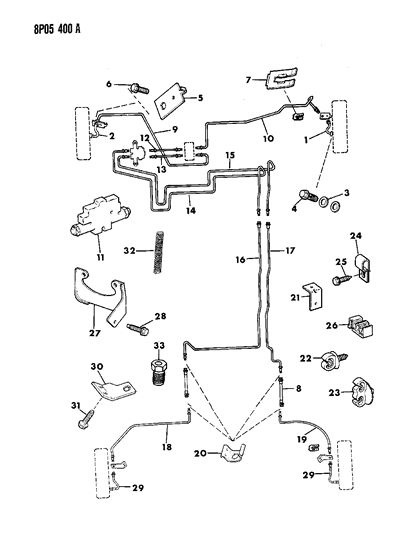 1991 Dodge Monaco Lines & Hoses, Brake Diagram 1