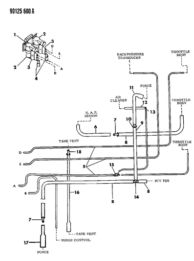 1990 Chrysler New Yorker Emission Hose Harness Diagram 1