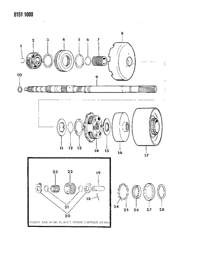 1988 Dodge Diplomat Gear Train & Output Shaft Diagram 1