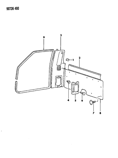 1990 Dodge Ram 50 B-Pillar & Back Panel Trim Diagram 1