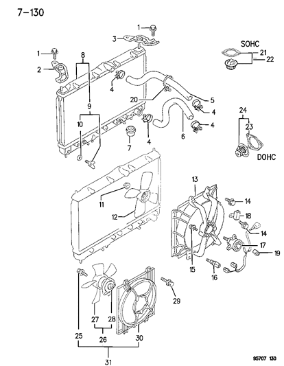 1996 Dodge Stealth Nut-Radiator Mounting Diagram for MB356066