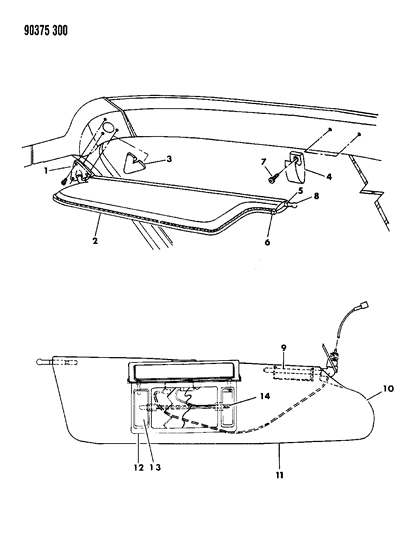 1992 Dodge Ram Van Sunvisor Diagram