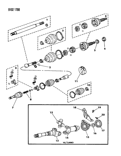 1989 Dodge Shadow Shaft - Front Drive Diagram