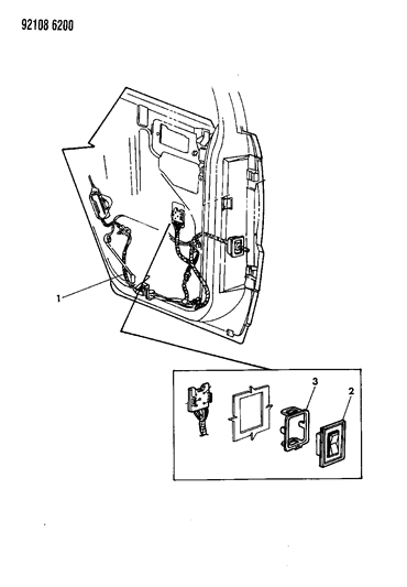 1992 Dodge Shadow Wiring & Switches - Rear Door Diagram