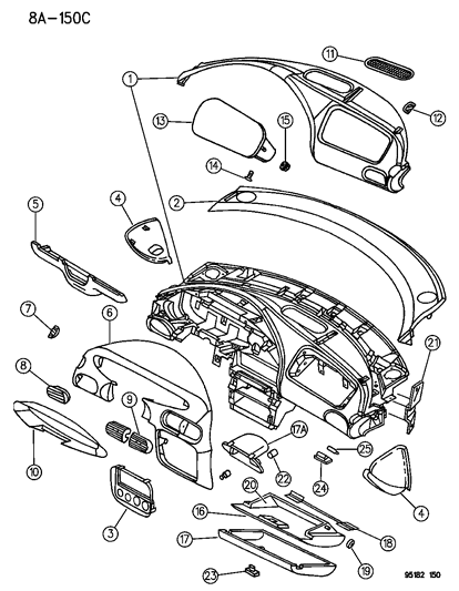 1995 Chrysler Cirrus Bezel Diagram for 4595352