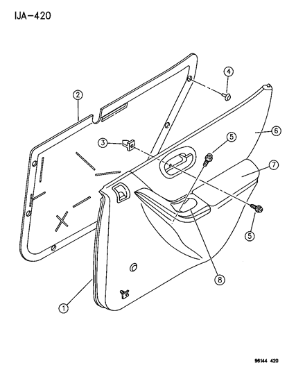 1996 Chrysler Cirrus Door Panels - Rear Diagram