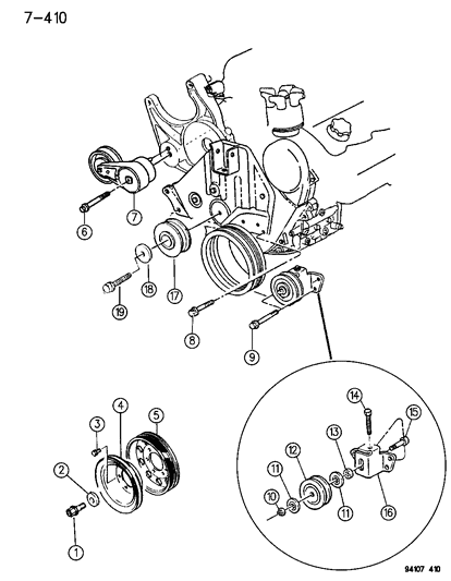 1994 Dodge Shadow Drive Pulleys Diagram 2