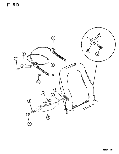 1993 Dodge Intrepid Seats - Attaching Parts, Armrest, Manual Recliner And Lumbar Diagram
