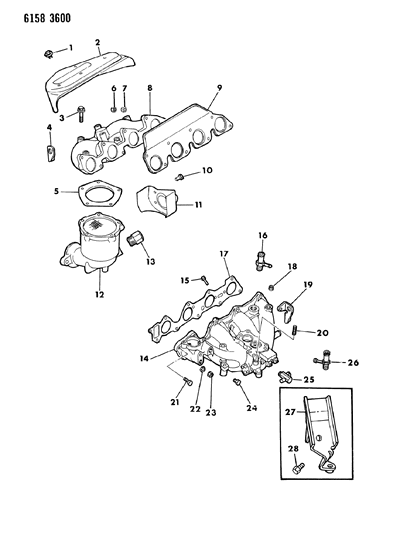 1986 Dodge Charger Manifold - Intake & Exhaust Diagram 2