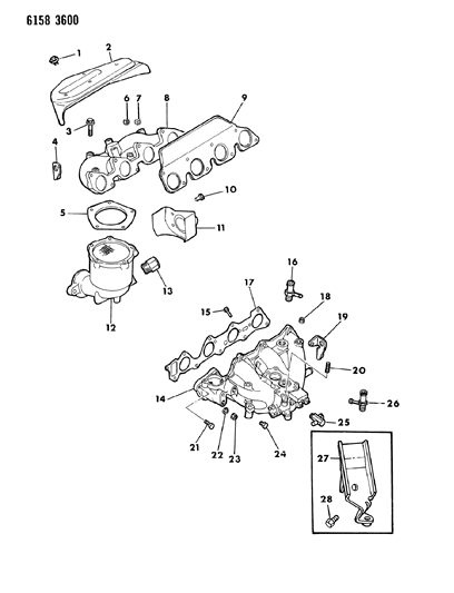 1986 Chrysler Town & Country Manifold - Intake & Exhaust Diagram 2