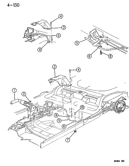 1994 Chrysler LeBaron GTC Lever & Cables, Parking Brake Diagram