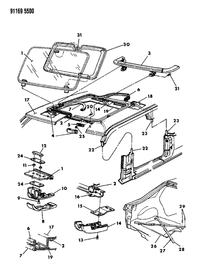 1991 Chrysler LeBaron GTC Sunroof Diagram
