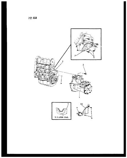 1987 Dodge Omni Transaxle Assemblies & Mounting Diagram