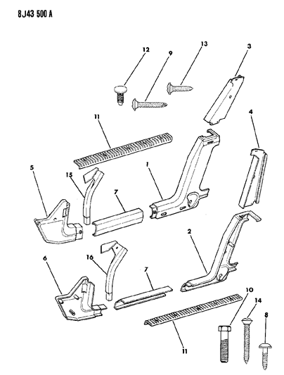 1989 Jeep Wagoneer Panels - Interior Trim, Front Diagram 1