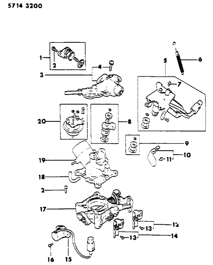 1986 Dodge Colt Injection Mixer Inner Parts Diagram