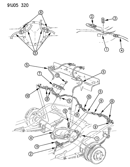 1993 Jeep Wrangler Lines & Hoses, Brake Rear Diagram