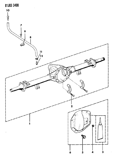 1985 Jeep J10 Axle Housing, Rear Diagram 3