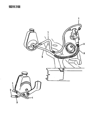 1992 Dodge Ram Wagon Power Steering Hoses Diagram