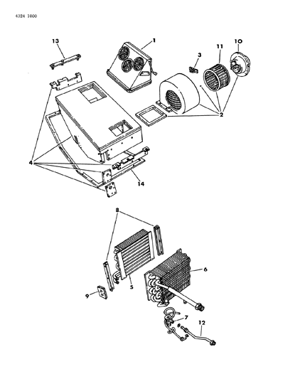 1985 Dodge Ram Van Air Conditioner & Heater Unit Diagram 1