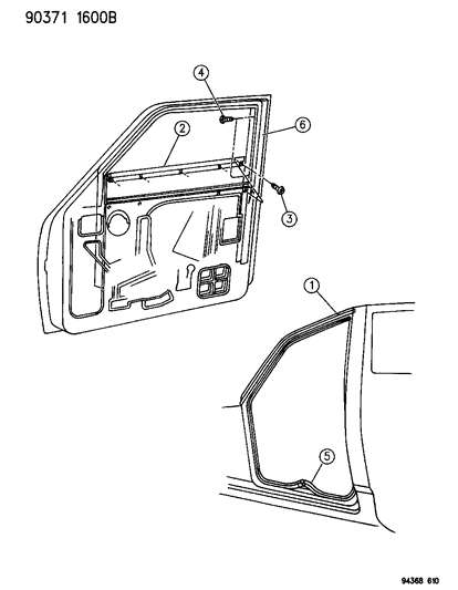 1992 Dodge Dakota Weatherstrips & Runs Diagram