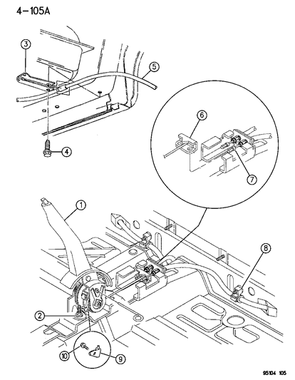 1995 Dodge Neon Lever & Cables, Parking Brake Diagram