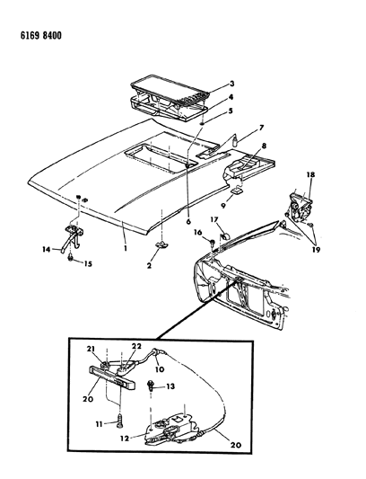 1986 Chrysler Laser Hood & Hood Release Diagram