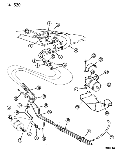 1995 Jeep Wrangler Fuel Lines, Rear Diagram