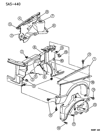 1994 Dodge Grand Caravan Fender & Shield Diagram