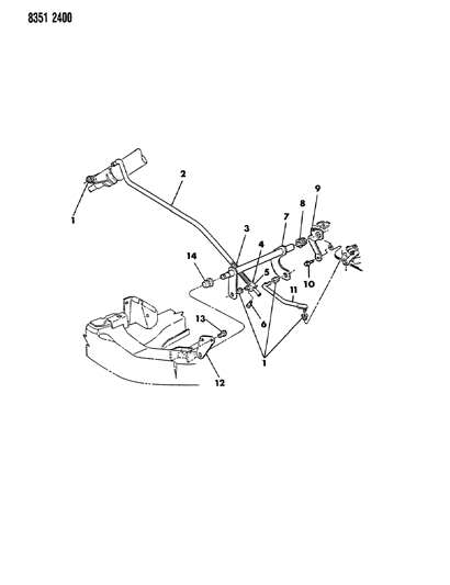 1988 Dodge Ram Wagon Controls, Gearshift, Lower Diagram 2