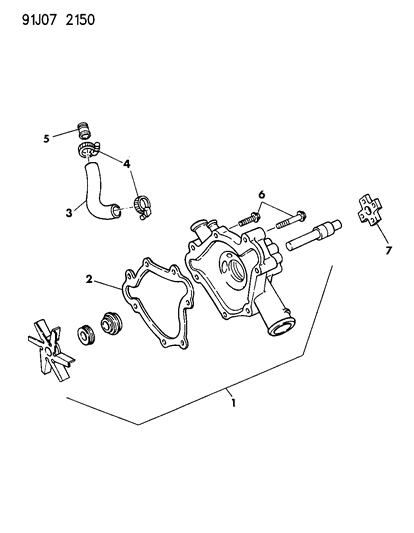 1993 Jeep Grand Cherokee Water Pump & Related Parts Diagram 2