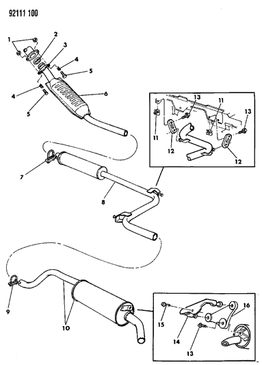 1992 Chrysler LeBaron Sedan Exhaust System Diagram 2