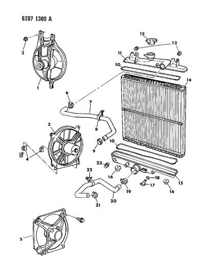 1986 Dodge Caravan Radiator & Related Parts Diagram 2