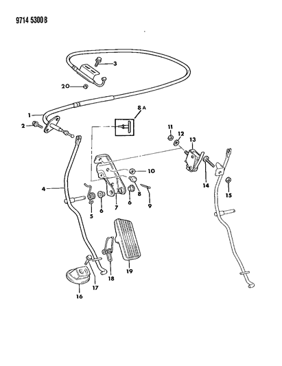 1989 Dodge Colt Accelerator Linkage & Pedal Diagram