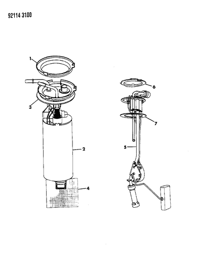 1992 Chrysler LeBaron GTC Fuel Pump & Level Unit Diagram