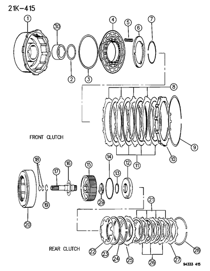 1996 Dodge Ram 3500 Clutch , Front & Rear With Gear Train Diagram 2