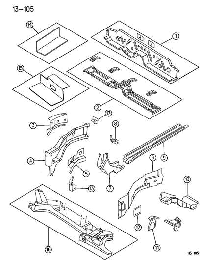 1996 Dodge Neon Frame, Front Diagram