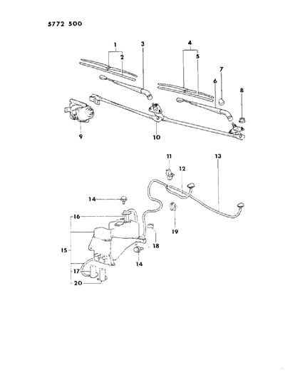 1986 Dodge Colt Windshield Wiper & Washer Diagram