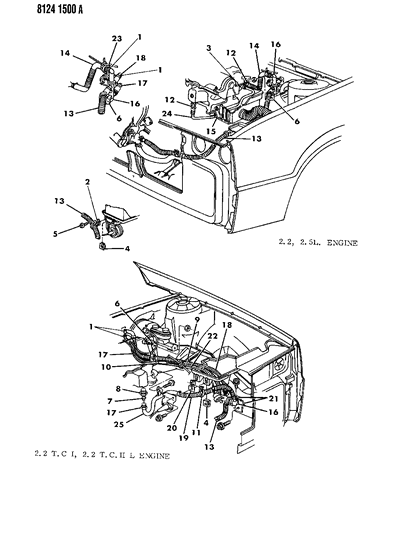 1988 Chrysler LeBaron GTS Plumbing - Heater Diagram