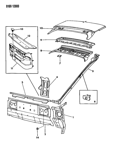 1989 Dodge Daytona Liftgate Opening Panel Diagram