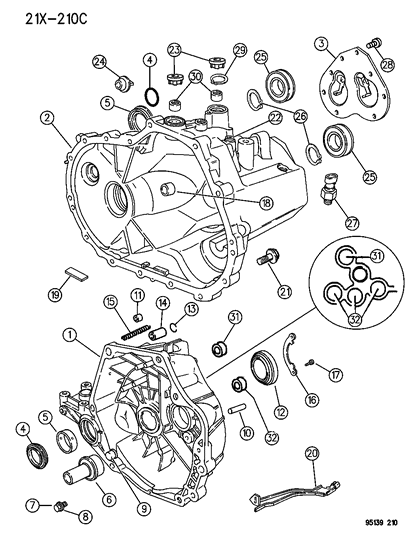 1995 Chrysler Cirrus Case , Transaxle & Related Parts Diagram