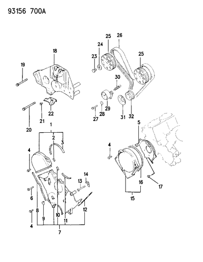 1993 Chrysler New Yorker Oil Pan & Timing Belt Cover Diagram