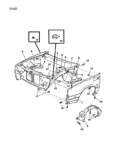 1985 Dodge Daytona Fender Diagram