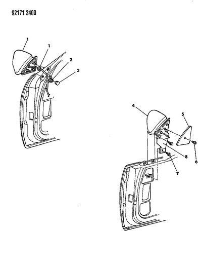 1992 Chrysler LeBaron GTC Mirror - Exterior Diagram