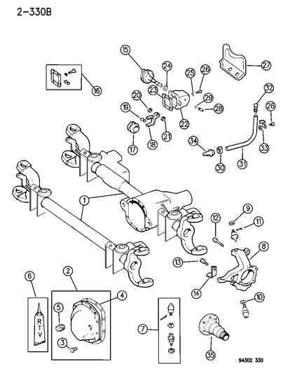 1996 Dodge Ram 3500 Front Axle Housing Diagram